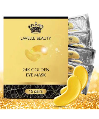 Lavelle Beauty 24K Gold Eye Treatment Masks Patches 15 Eye Patch Pack Dark Circle Under Eye Treatment Reduce Wrinkles Face Mask Skin Care Reducing Under Eye Puffiness Collagen Hyaluronic