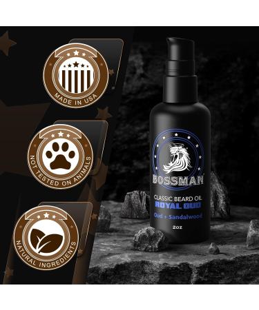 Bossman 2oz Natural Beard Oil - Jojoba Argan & Avocado Oil | Royal Oud Scent | Premium Grooming for Beards - Buy Online on GoSupps.com