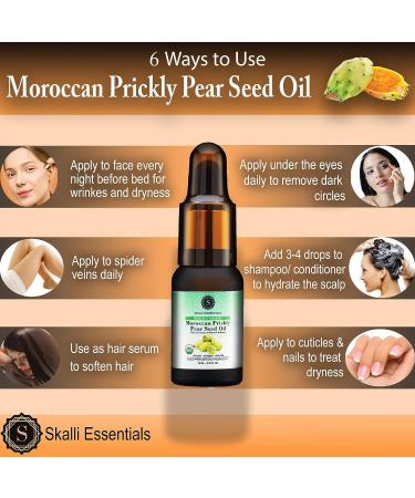 Skalli Essentials Organic Moroccan Prickly Pear Seed Oil | Anti-Aging Face Serum & Dark Circles Under Eye Treatment | Premium Grade Moisturizer (15 mL) - Buy Online on GoSupps.com