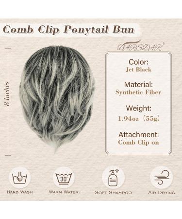 BARSDAR Rades Haar Dutt Extension - Short Gray & White Chignon with Clip | 20cm Synthetic Hair Part for Women - Buy Online on GoSupps.com