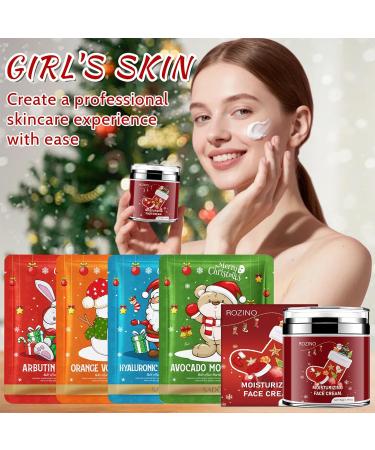 Ourdort 4 Pieces Moisturizing Sheet Masks + 50g Moisturizing Cream Facial Mask Set for Women Moisturizing Mask Soothing and Nourishing Moisturizing Mask Christmas Skin Care Set - Buy Online on GoSupps.com