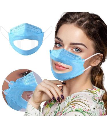 Adult Transparent Lips Solid Disposable Face_Masks 3Ply Earloop Disposable Dust Face Cover Outdoor Face Covering Blue As shown - Buy Online on GoSupps.com