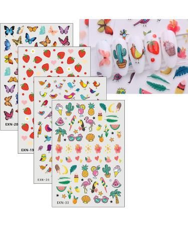 JMEOWIO 18 Sheets Cute Nail Stickers for Kids Nail Art Stickers Decals Self-Adhesive Heart Flower Rainbow Fruit Nail Supplies Nail Art Design Decoration Accessories - Buy Online on GoSupps.com