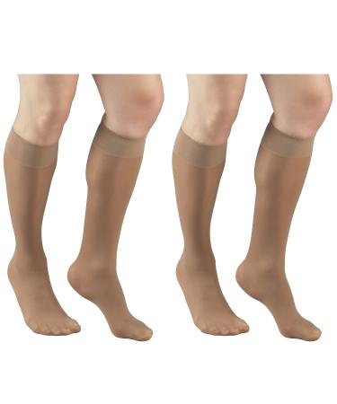 Truform Compression 8-15 mmHg Sheer Knee High Stockings Beige Large 2 Count (1763BG-L 2PK) Large (Pack of 2) Beige