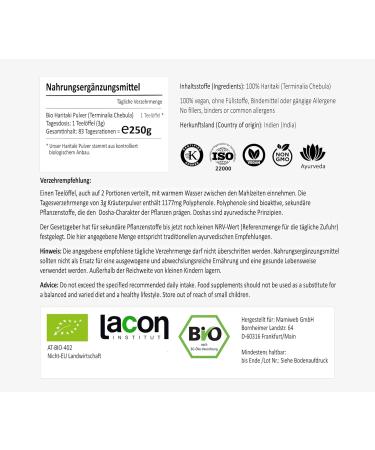  Haritaki Club Organic Haritaki Powder - Premium Quality - Vegan Haritaki Ayurveda Powder - EU Certified Organic - Lab Tested - Halal & Kosher - 100% Natural - Travel Box & Measuring Spoon - Buy Online on GoSupps.com