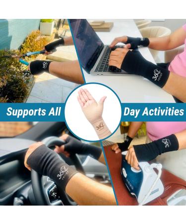 360 RELIEF Wrist and Thumb Support for Arthritis & Joint Pain - Large Beige 1 Pair | Improve Circulation, Sprain Support for Men and Women | Sports Hand Instability, with Mesh Laundry Bag - Buy Online on GoSupps.com