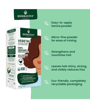 Herbatint Henna Color Organic Hair Dye - Rich Brown 3.5oz - Vegan Plant-Based Formula - Buy Online on GoSupps.com
