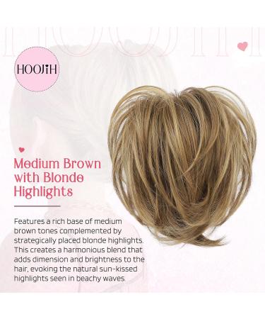 Buy HOOJIH Messy Bun Hair Piece - 9 Inch Claw Clip Ponytail Extension with Bendable Wire - Medium Brown with Blonde Highlights - Perfect for DIY Hairstyles - Buy Online on GoSupps.com
