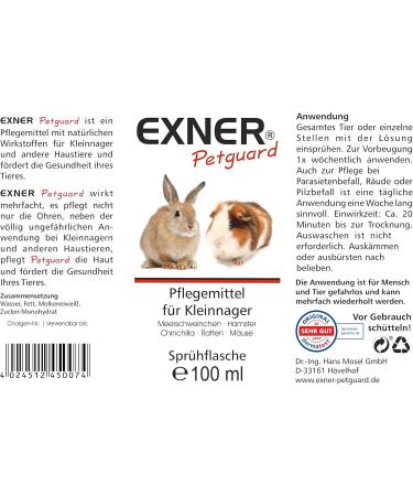 Exner Petguard Animal Care for Rodents - Natural 100ml Spray for Itching Hair Loss Inflammation Parasites & Mites - Buy Online on GoSupps.com