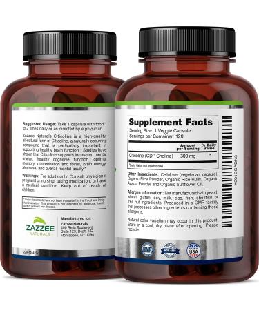 Zazzee Citicoline CDP Choline Capsules and Alpha GPC Choline Capsules - Buy Online on GoSupps.com