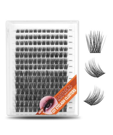 168 Clusters DIY Eyelash Extension Lash Clusters False Eyelash 3D Effect Individual Natural Lashes Set at Home Eyelash Extension (168 Volume MIX) MIX Volume