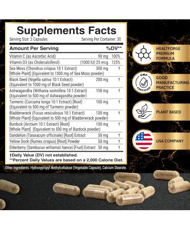 Shilajit Ashwagandha Capsules & Sea Moss Capsules Black Seed Oil Capsules Ashwagandha Turmeric - Shilajit for Woman Men Immune Support Rhodiola Rosea Shilajit 60 Capsules & Sea Moss 60 Capsules Set - Buy Online on GoSupps.com