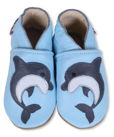 SHADOW DANCE UK Baby Shoes Toddler Shoes with Soft Sole Baby Boy Shoes - Baby Girl Shoes New Born Leather Kids Winter Booties 29 Dolphins 0-6 Months
