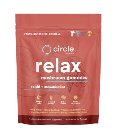 Circle Organics Relax Mushroom Gummies 40 ct Reishi + Ashwagandha + Magnesium L Threonate for Stress Relief