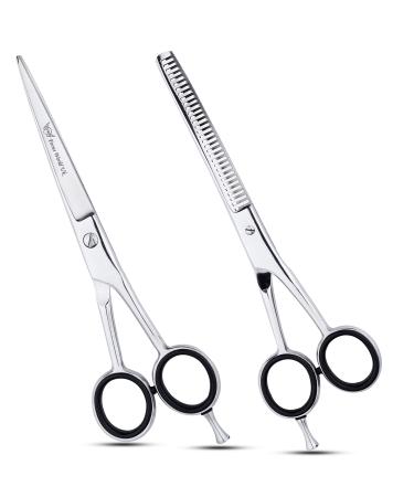 Focus World Uk Hairdressing Scissors Set 6.5 Inches Hairdressers Barber Hair Scissors for Professional Hair Cut and Trimming of Men & Women - Japanese Stainless Steel FW-SET-01 SET Silver