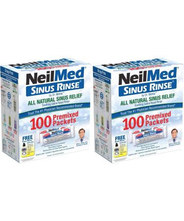 NeilMed Sinus Rinse All Natural Relief Premixed Refill Packets 100 Each (Pack of 2)