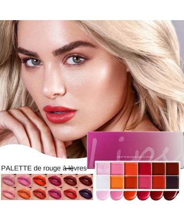 Palette De Gloss L vres | Palettes Fard Paupi res - Kit Hydratant Imperm able Teintes Vibrantes Pigment es 12 Couleurs Brillant L vres Pour Femmes - Buy Online on GoSupps.com
