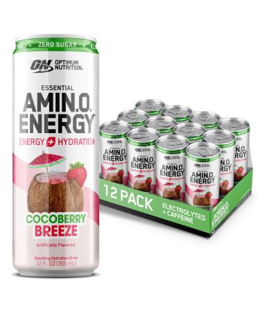 Optimum Nutrition Amino Energy Sparkling Hydration Drink Electrolytes Caffeine Amino Acids BCAAs Sugar Free Cocoberry Breeze 12 Fl Oz 12 Pack (Packaging May Vary) Amino Energy Sparkling Cocoberry Breeze 12 Count (Pack of 1)