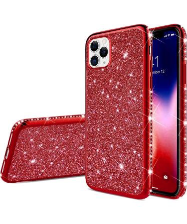 Surakey Glitter Case for iPhone 12/12 Pro - Red TPU Silicone Protection Diamond Design Glossy Finish - Buy Online on GoSupps.com
