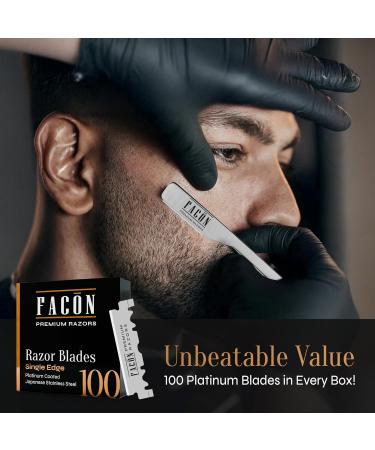 Facn Professional Marble Straight Edge Barber Razor | 100 Blades Included | Salon Quality Cut Throat Shavette - Buy Online on GoSupps.com