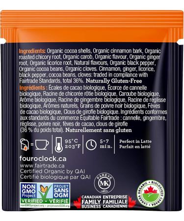 Four O'Clock Organic Fairtrade Chai Tea Chocolate Spice Non-GMO Kosher Gluten-Free 80 Count 376g Chai Chocolate Spice - Buy Online on GoSupps.com