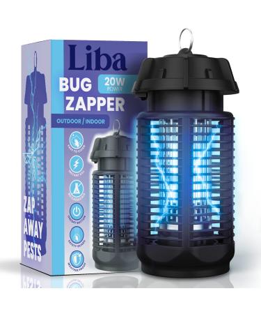 LiBa Electric Bug Zapper, Outdoor & Indoor Insect Killer with Switch  4000V Powerful Grid, 20W Extra Brightness IPX4 Waterproof Mosquito Repellent Outdoor, Fly Traps for Backyard Patio Outdoor-1 Pack