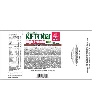 Nature's Plus KetoSlim High Protein Bar - Chocolate Almond Crunch (12 Bars, 2.1 oz Each) - Buy Online on GoSupps.com