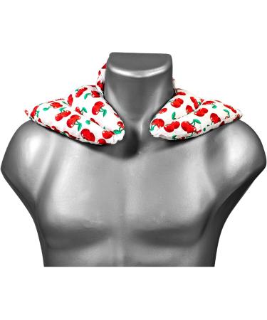 2-in-1 Neck Pillow with Stand-Up Collar - Cherry-White Linseed Heat & Cold Therapy - Buy Online on GoSupps.com