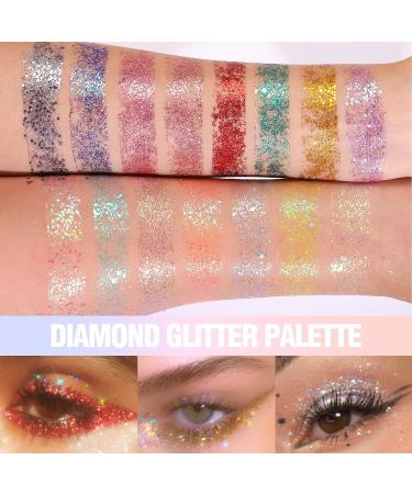 Rechoo 15 Colors Glitter Eyeshadow Palette - Professional Sparkly Shimmer Makeup for Eyes, Face & Body - Buy Online on GoSupps.com