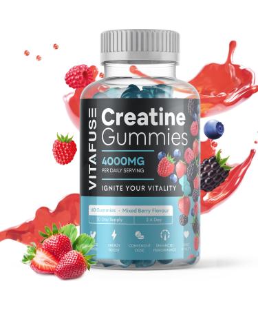 VITAFUSE Creatine Monohydrate Gummies | 4000mg Daily Serving Creatine Gummies in Mixed Berry Flavour | Creatine Gummies for Women & Men