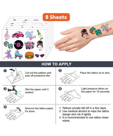 50s Temporary Tattoos (96PCS) - Birthday Party Decorations & Favors for Fans | Women, Men, Boys, Girls | School Prizes & Gifts - Buy Online on GoSupps.com