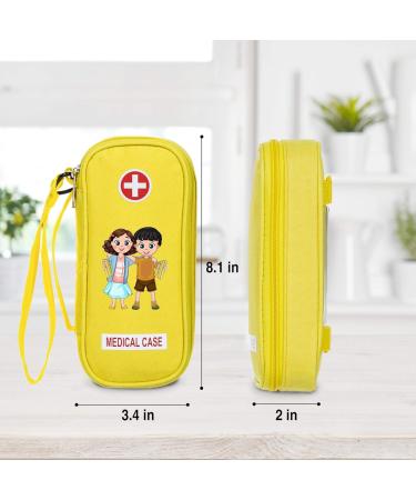 Kid's Yellow Insulated EpiPen Carrying Case - Fits 2 EpiPens, Auvi-Q, Inhaler, Eye Drops - Portable Bag with Zipper for Allergy Medicine - Buy Online on GoSupps.com