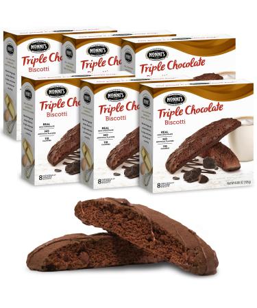 Nonni's Triple Chocolate Biscotti Italian Cookies - 6 Boxes Triple Chocolate Italian Biscotti Cookies w/Dark Chocolate - Biscotti Individually Wrapped Cookies - Kosher - 6.88 oz