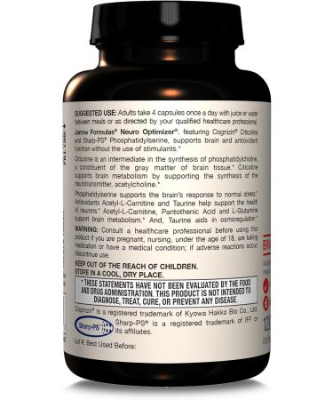 Jarrow Formulas Neuro Optimizer - 120 Capsules for Cognitive Support & Brain Health - Buy Online on GoSupps.com