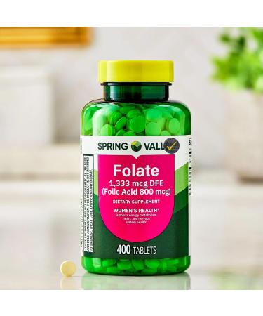 Folate 1 333 mcg DFE (Folic Acid 800 mcg) Dietary Supplement for Women s Health 400 Tablets + Quality Check Sticker - Buy Online on GoSupps.com
