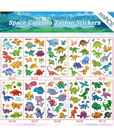 Dinosaur Temporary Tattoos - 120PCS Cute Cartoon Designs for Kids | Waterproof Body Art Stickers for Birthday Party Decor - Buy Online on GoSupps.com