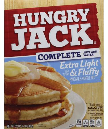Hungry Jack Complete Extra Light & Fluffy Pancake and Waffle Mix, 32 Ounce (Pack of 6) Complete Extra Light & Fluffy 2 Pound (Pack of 6)