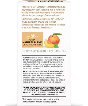 21st Century Herbal Slimming Tea - Caffeine-Free Peach-Apricot | 24 Bags (1.6 oz) - Buy Online on GoSupps.com