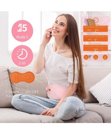 FTOYIN Portable Heating Pad - Front and Rear Belly Warmer with 5 Massage Modes - Period Pain Relief for Women (Pink) - Buy Online on GoSupps.com
