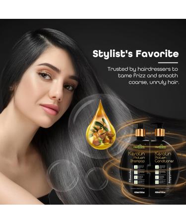 Herbishh Keratin Shampoo & Conditioner Set | Hydrating Nourishing Sulfate-Free for Dry Damaged Hair | Plant-Based | 2-Pack - Buy Online on GoSupps.com