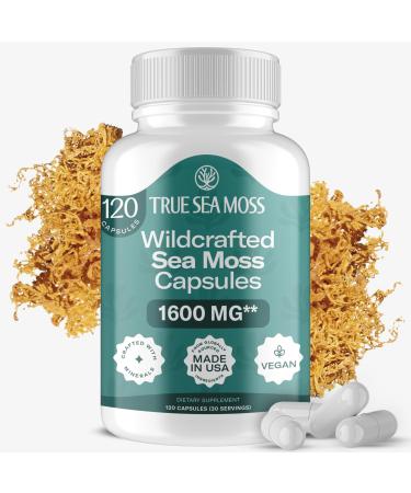 TrueSeaMoss Irish Sea Moss Capsules - 120 Sea Moss Capsules (1600mg) - Fruit Extracts Superfood - For Overall Wellness 120 Capsules (Sea Moss)