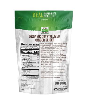 Now Foods Organic Crystallized Ginger Slices - Low-Sodium, Sulfur-Free, Preservative-Free, Non-GMO - 16-Ounce Pack - 12 Ounce Slices - Buy Online on GoSupps.com
