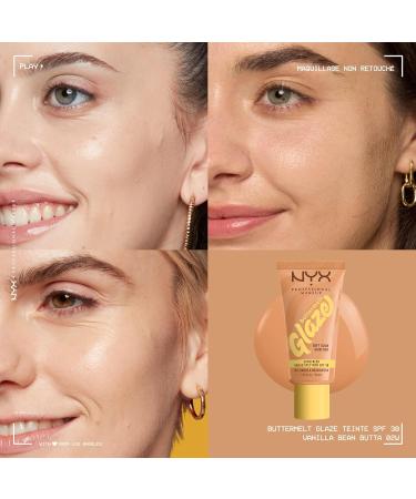 NYX Professional Makeup - Fond de Teint Hydratant SPF30 - Tenue Longue Dur e Jusqu' 12h - 93% d'Ingr dients Soin - Formule Vegan - Buttermelt Glaze Tint - Teinte : Vanilla Bean Butta - 30ml - Buy Online on GoSupps.com