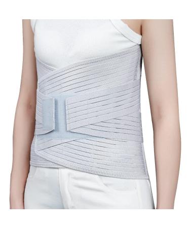 Lumbar Support Widen 32cm Back Brace Abdominal Binder Lower Waist Support Belt Breathable Lumbar Decompression Belt Compression Wrap for Women Men Lower Back Pain Relief(XL) XL Silver gray