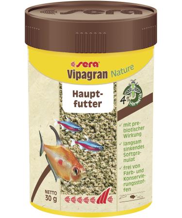 Sera Vipagran Nature 100 ml |Main feed soft granulate |4% high -quality insect flour |Healthy growth & strong developmentFor fish with a small mouth |No color and preservatives 100 ml (1-pack) granulate