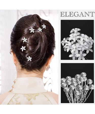 Dingion 125 Pieces Wedding Hair Comb Set with Rhinestone Flower Clips - Silver - Buy Online on GoSupps.com