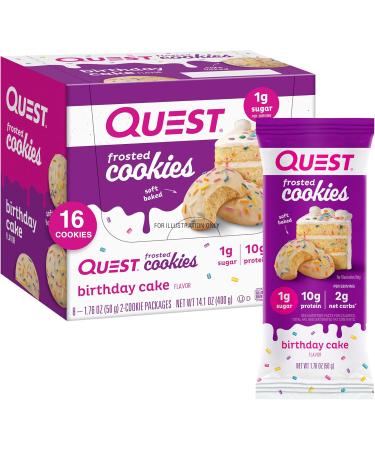 Quest Dipped Cookies & Cream Protein Bars 12 Count & Frosted Birthday Cake Cookies Twin Pack 16 Cookies Bundle - Buy Online on GoSupps.com