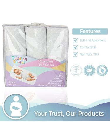 Bamboo Rayon Waterproof Changing Pad Liners (3-Pack) | 15 x 29 Inch | Extra Absorbent & Hypoallergenic - Buy Online on GoSupps.com