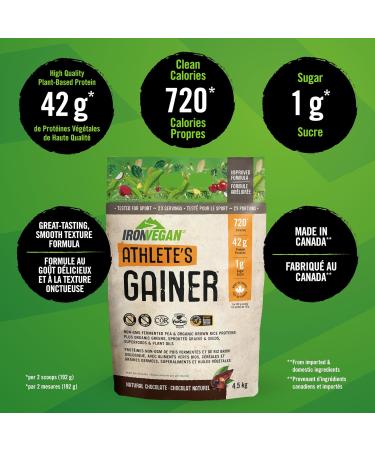 Iron Vegan Athlete's Gainer Chocolate 10 lbs - Plant Based Protein Supplement - Buy Online on GoSupps.com