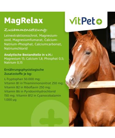 Vitpet+ Magrelax for Horses - Magnesium & Tryptophan Support for Muscles & Relaxation | 2kg with Dosing Spoon - Buy Online on GoSupps.com